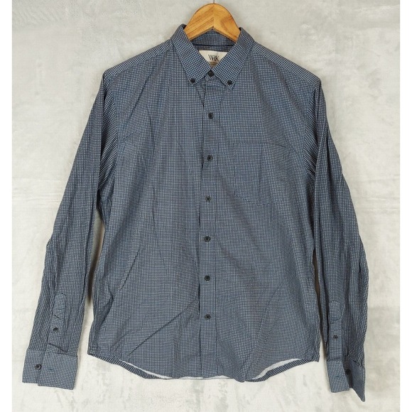 WRK Work Rest Karma Medium Performance Button Down Navy Micro Check The Reworked - Picture 1 of 6